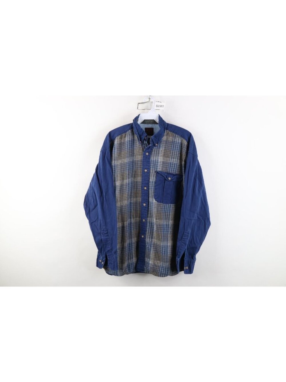 Vintage 90s Streetwear Mens Large Faded Flannel Twill Collared Button Down Shirt